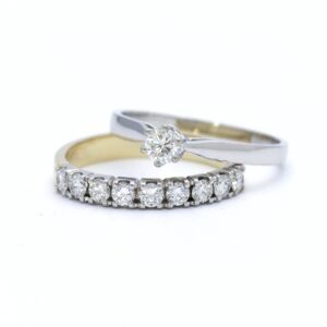 Solitair ring en memoire alliance ring diamant groeibriljant